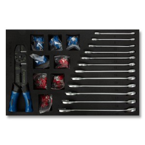 EBERTH Multitool Werkzeugset, 81-teilig, blaue Werkzeugwagen-Einlage mit Zange, Schraubenschlüssel und Zubehör.