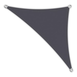 Anthrazitfarbenes Toldoro Sonnensegel Dreieck 5x5x7,1m mit UV-Schutz und Edelstahlösen.