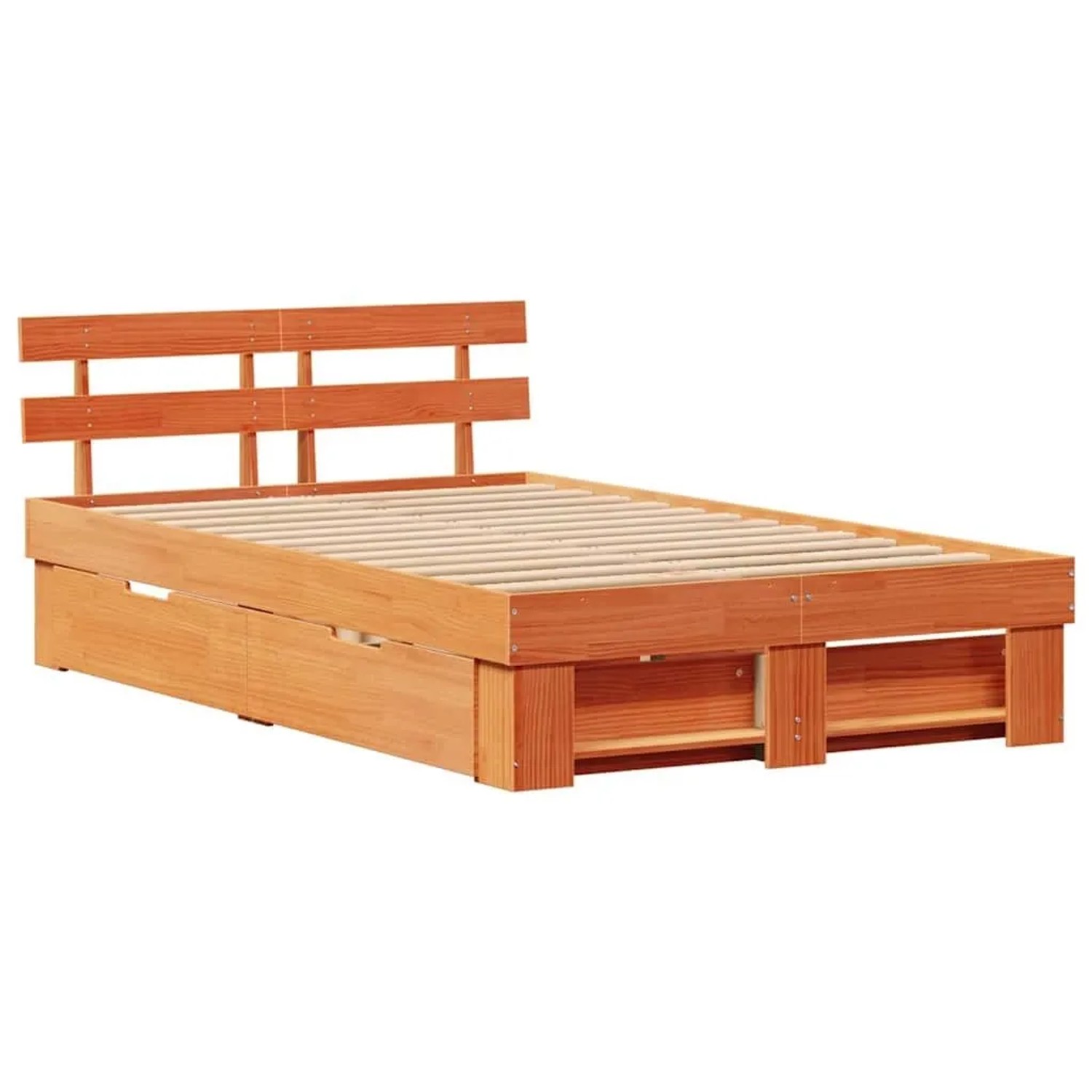vidaXL Bettrahmen Wachsbraun 120 x 200 cm Massives Kiefernholz 3382279