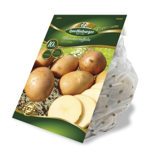 Quedlinburger Pflanzkartoffeln 'Up-To-Date' im Kleinpack: Gelbschalige, mehlig kochende Kartoffelsorte.