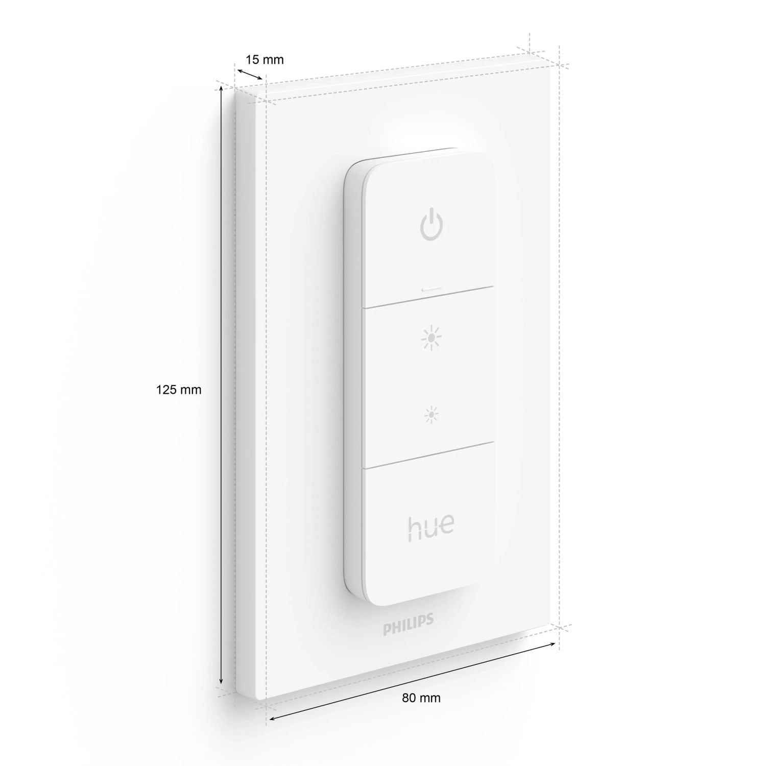 Weißer Philips Hue Dimmschalter V2 für Smart Home Beleuchtung.
