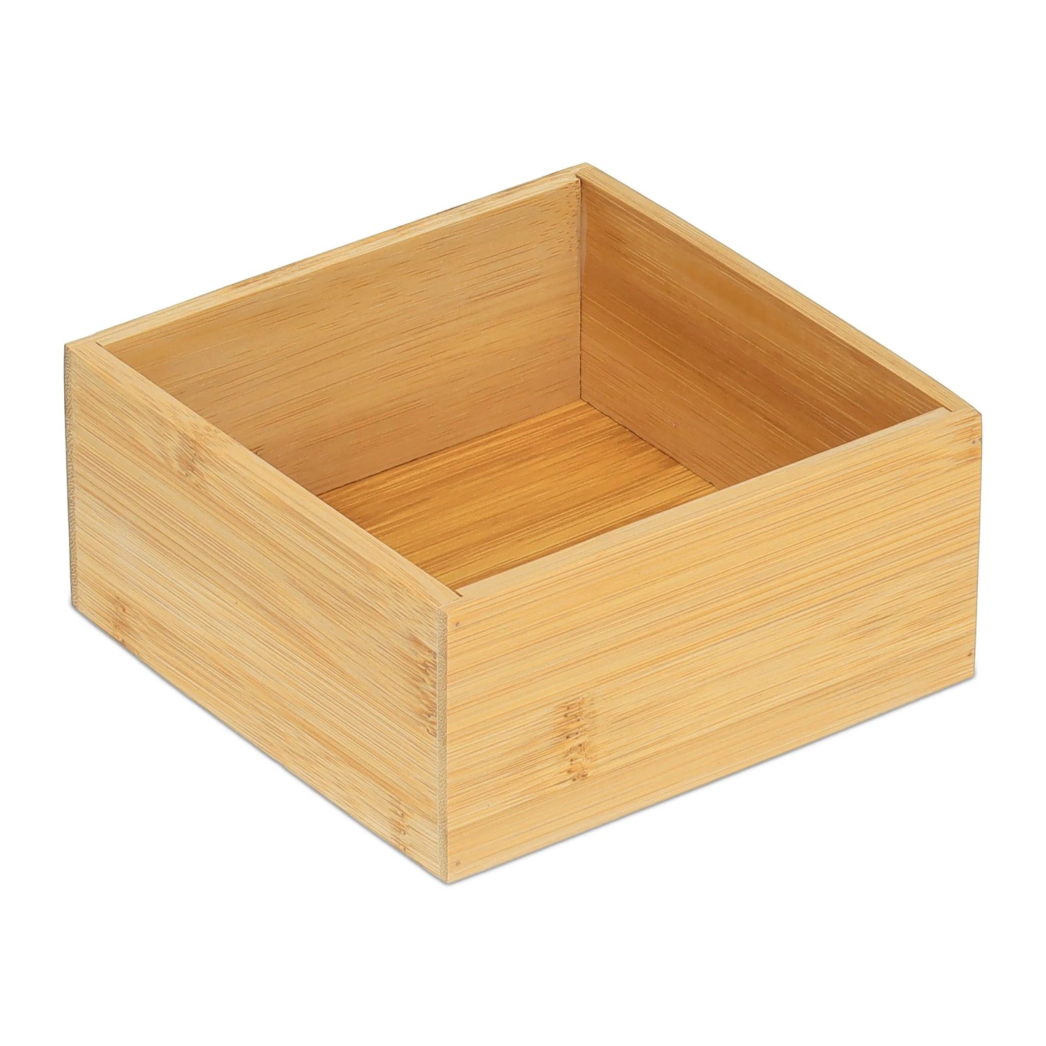 Relaxdays Ordnungsbox Bambus Natur Flach Vielseitig 7 cm x 15 cm x 15 cm 220 g