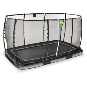 Schwarzes EXIT Allure Premium Bodentrampolin 214x366 cm mit Sicherheitsnetz.