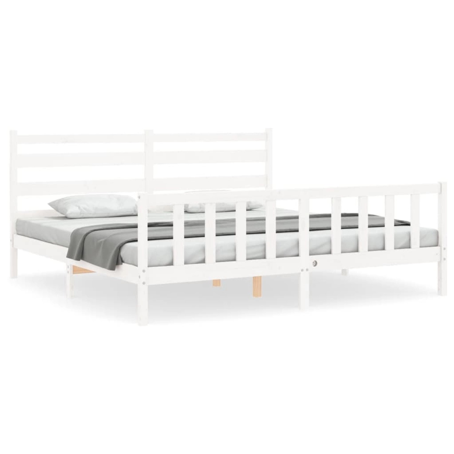 vidaXL Massivholzbett ohne Matratze Weiß 200x200 cm Kiefernholz 3192057 günstig online kaufen
