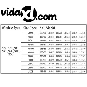 vidaXL Verdunklungsrollo Grau SK08: Größentabelle und Produktcodes für Velux Fenster.