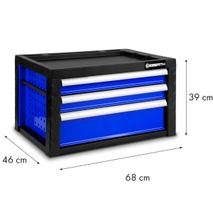 EBERTH Werkstattwagen, leer, mit 3 Schubladen, blau. Werkzeugwagen aus Metall mit Doppelwand.