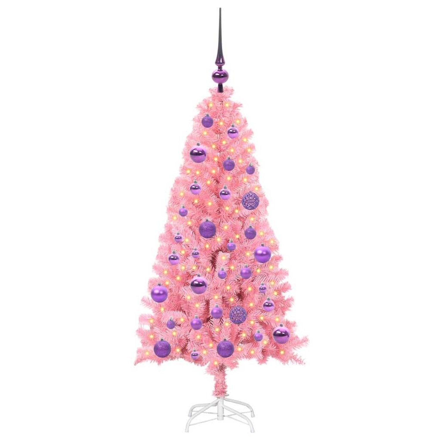 vidaXL Weihnachtsbaum mit 150 LEDs mit Ständer Rosa 120 cm PVC 3396413