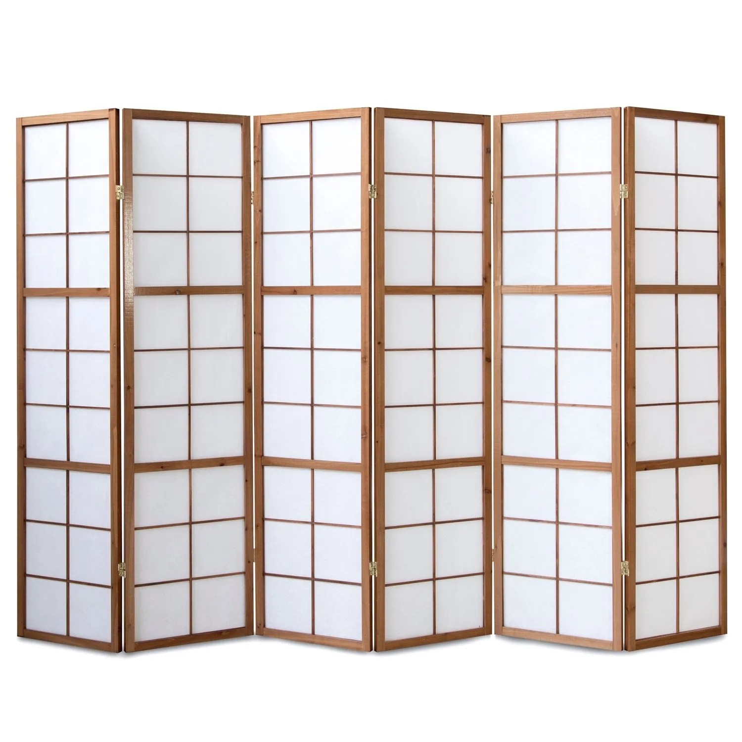 Homestyle4u 6-tlg. Paravent Shoji in Braun 264x175 cm 274