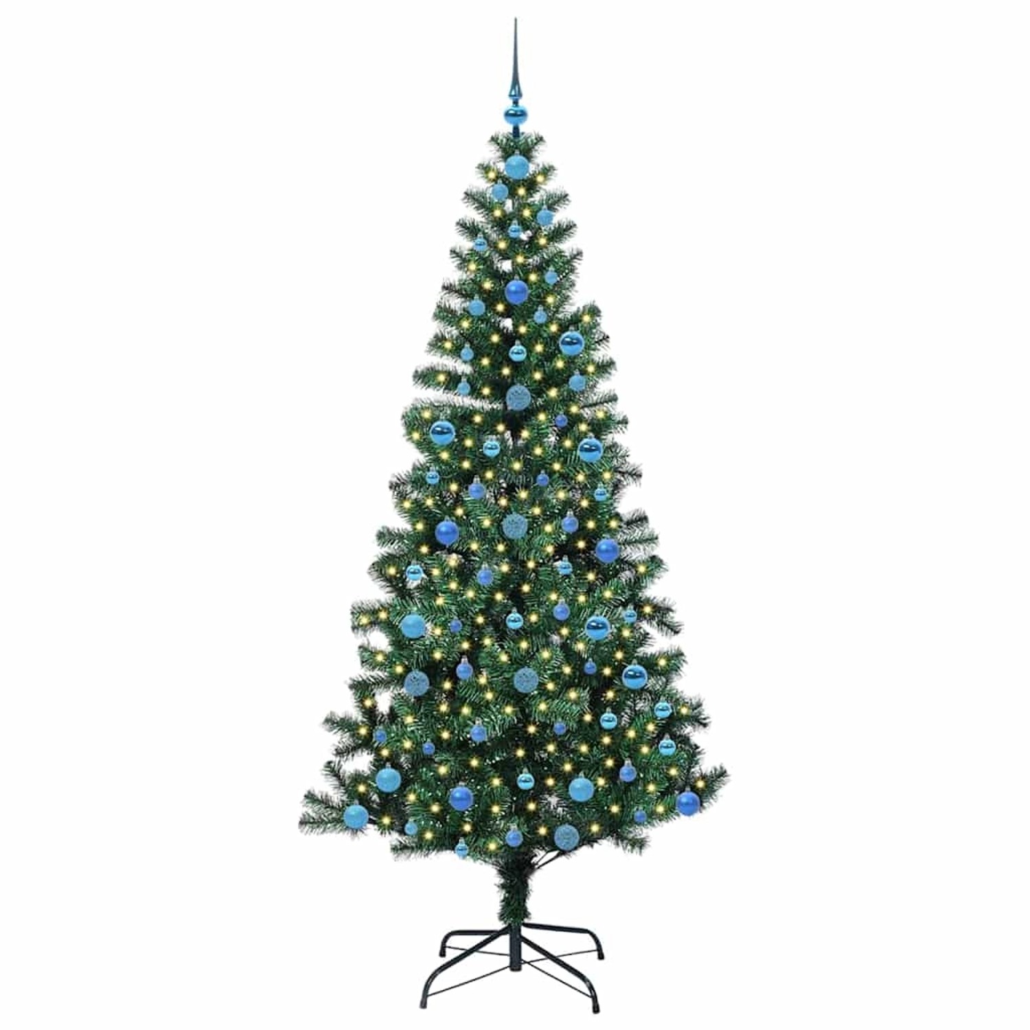 vidaXL Künstlicher Vorbeleuchteter Weihnachtsbaum Grün 210 cm 3396782