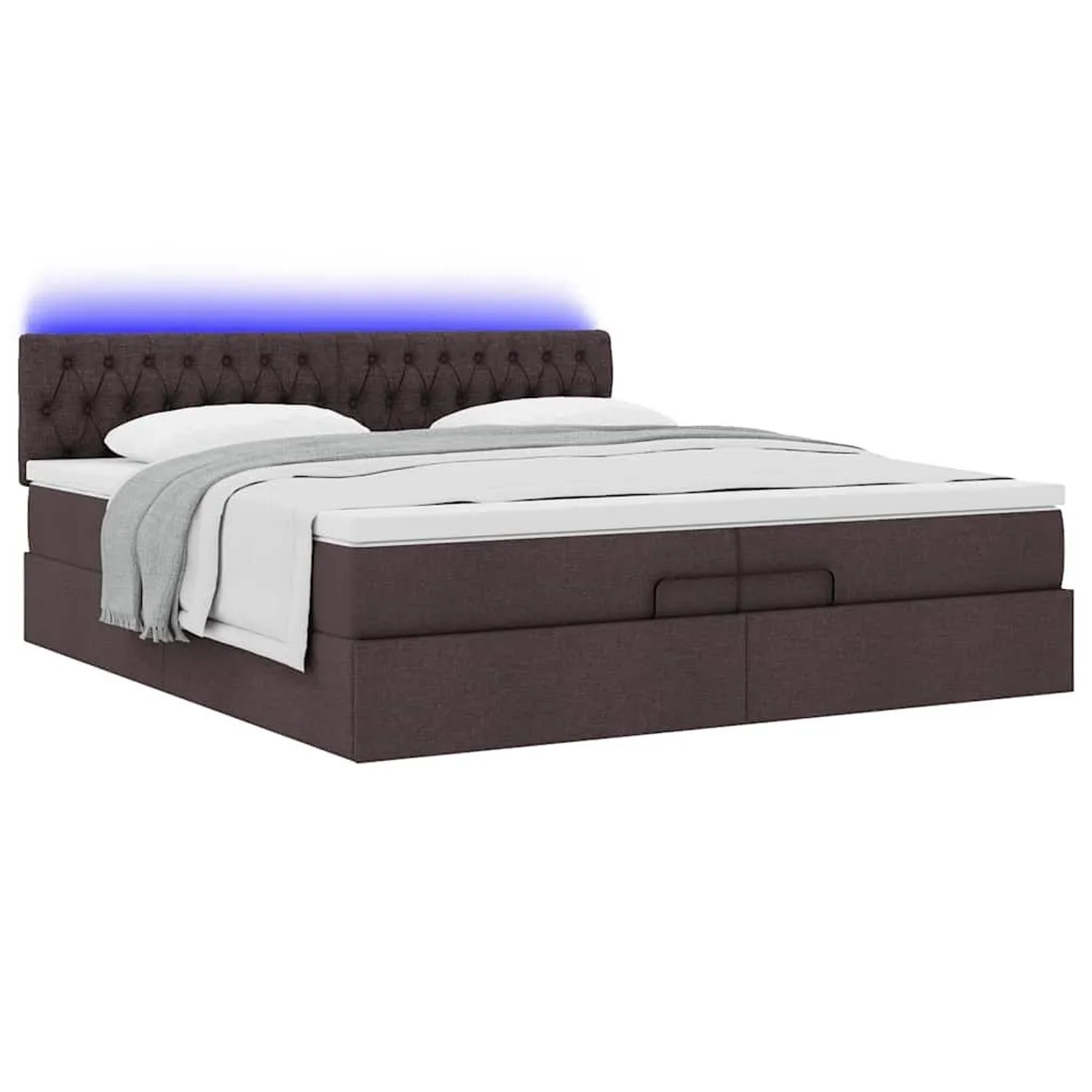 vidaXL Ottoman-Bett mit Matratzen & LEDs Dunkelbraun 200x200 cm Stoff 3312419