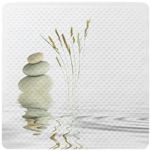 SANILO Badematte Balance mit Steinen und Gräsern, rutschfeste Duschmatte für Badewannen-Zubehör.