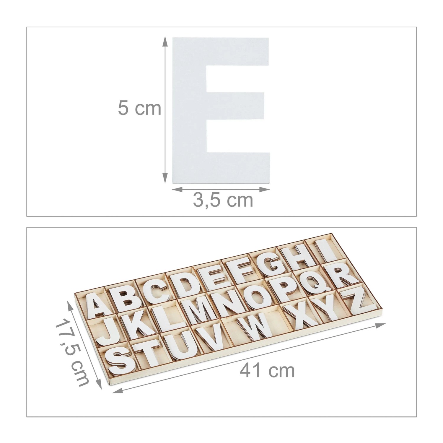 Relaxdays Holzbuchstaben Set Holz Weiß 104 Tlg. im Sortierkasten 5 cm_4