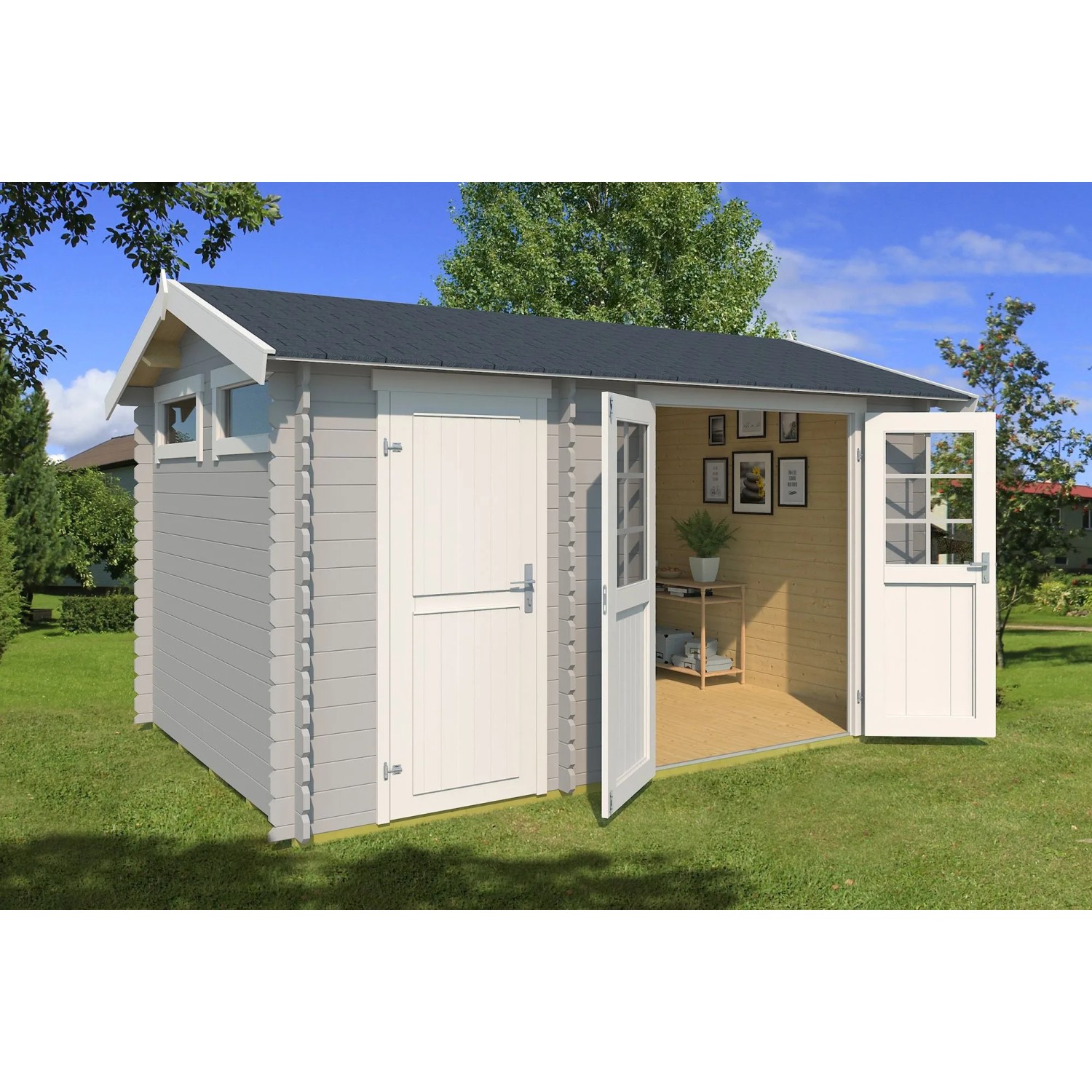 Thumbnail - Lasita Gartenhaus William 380 cm x 250 cm Lichtgrau