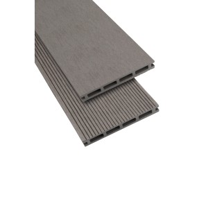 GartenLand WPC Terrassendielen Classic, silbergrau, geriffelt und glatt, Hohlkammer.