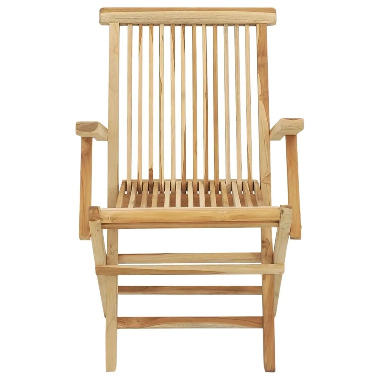 Klappbarer Gartenstuhl aus Teakholz, Teil der vidaXL 5-tlg Essgruppe, ideal für Garten und Terrasse.