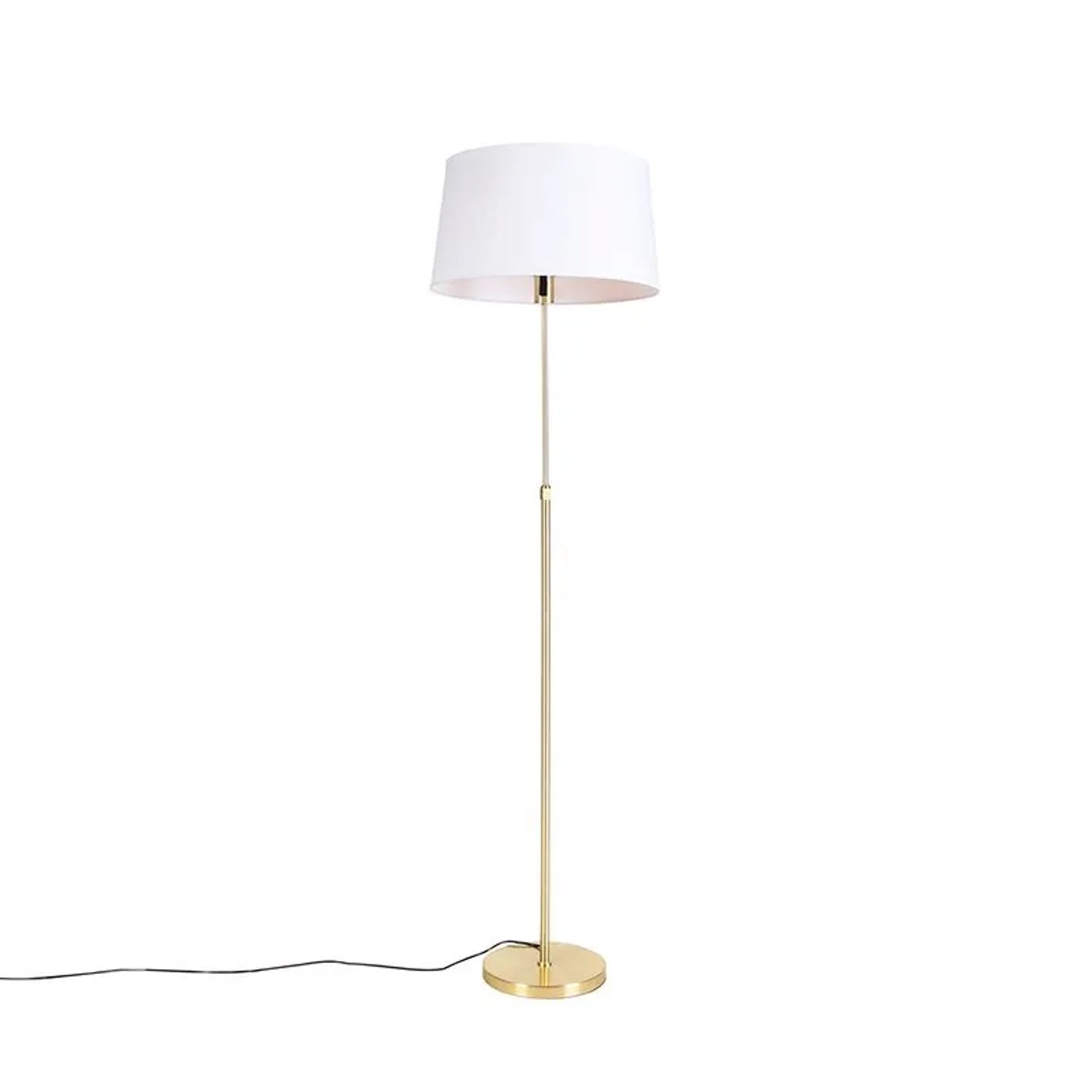 QAZQA Stehlampe Gold   Messing mit Leinenschirm Weiß 45 cm Parte