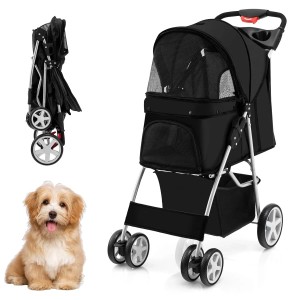 Costway Hundewagen Haustiere Buggy Bis 15 kg Schwarz