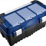 Blau-schwarzer LUX Werkzeugkoffer KWK-39 mit Sortierkasten und Tragegriff.