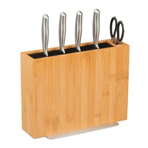 Relaxdays Messerblock Bambus Natur Unbestückt Rutschhemmend 23 cm x 30 cm x 12 cm 3,3 kg