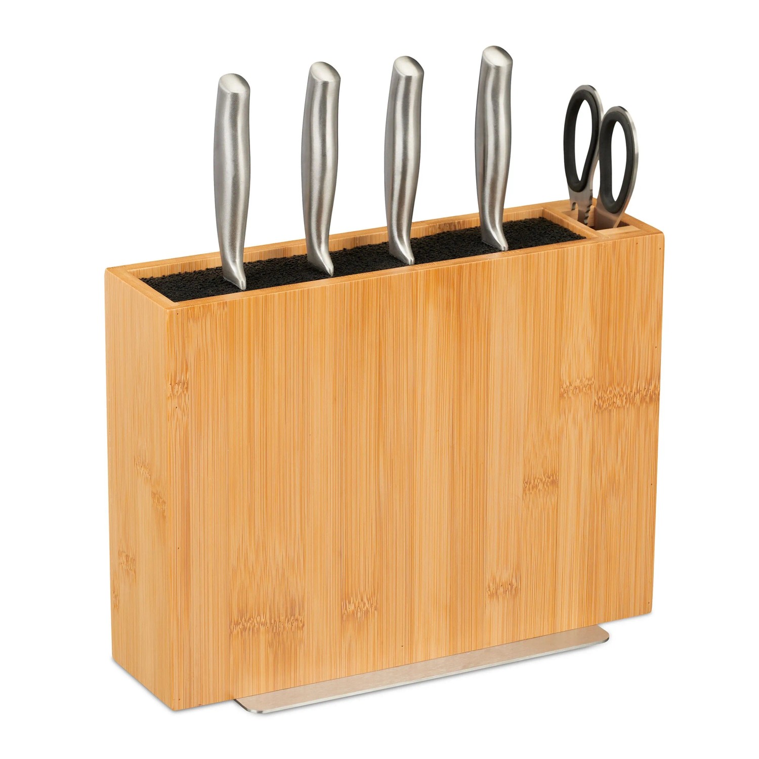 Relaxdays Messerblock Bambus Natur Unbestückt Rutschhemmend 23 cm x 30 cm x 12 cm 3,3 kg