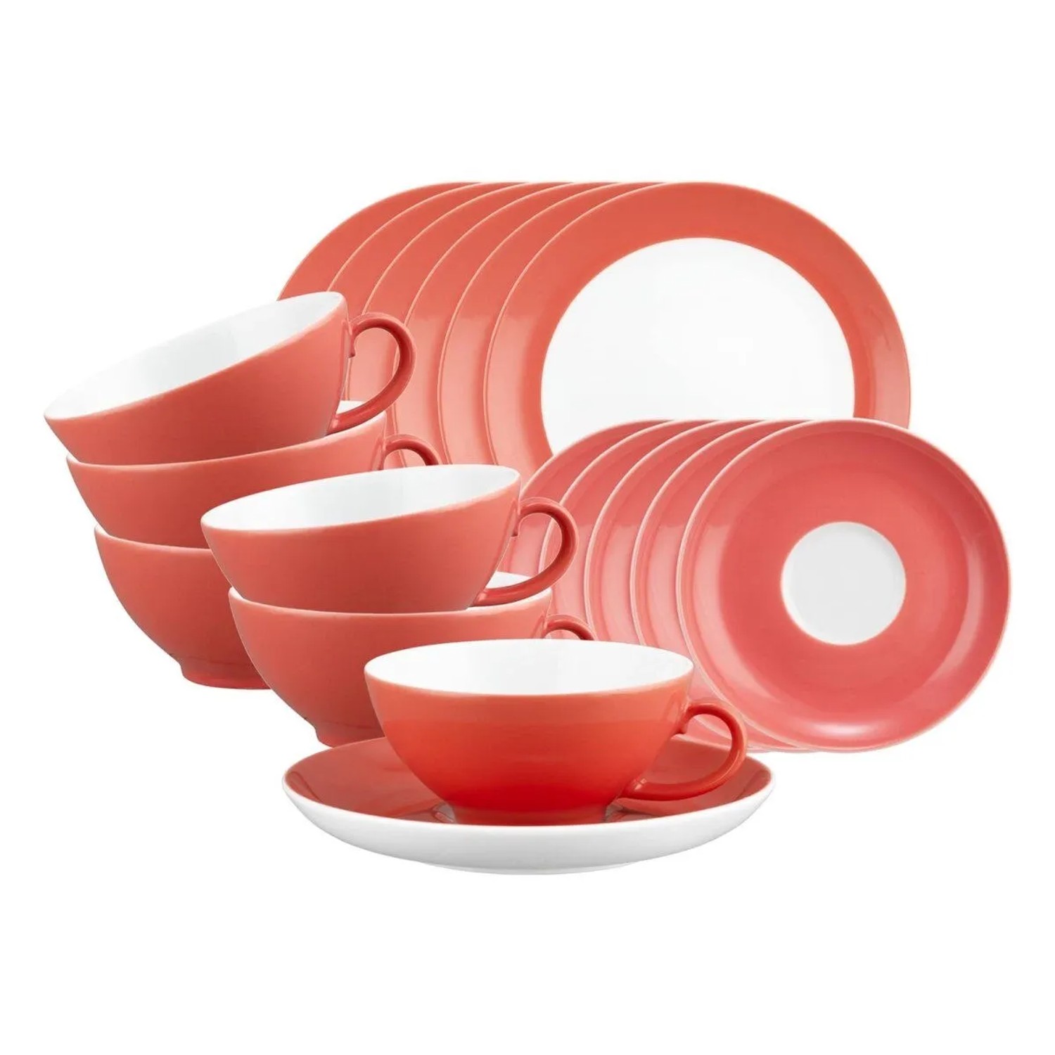 Seltmann Weiden Liberty Pure Colors Teeservice 18-teilig Flamingo Red