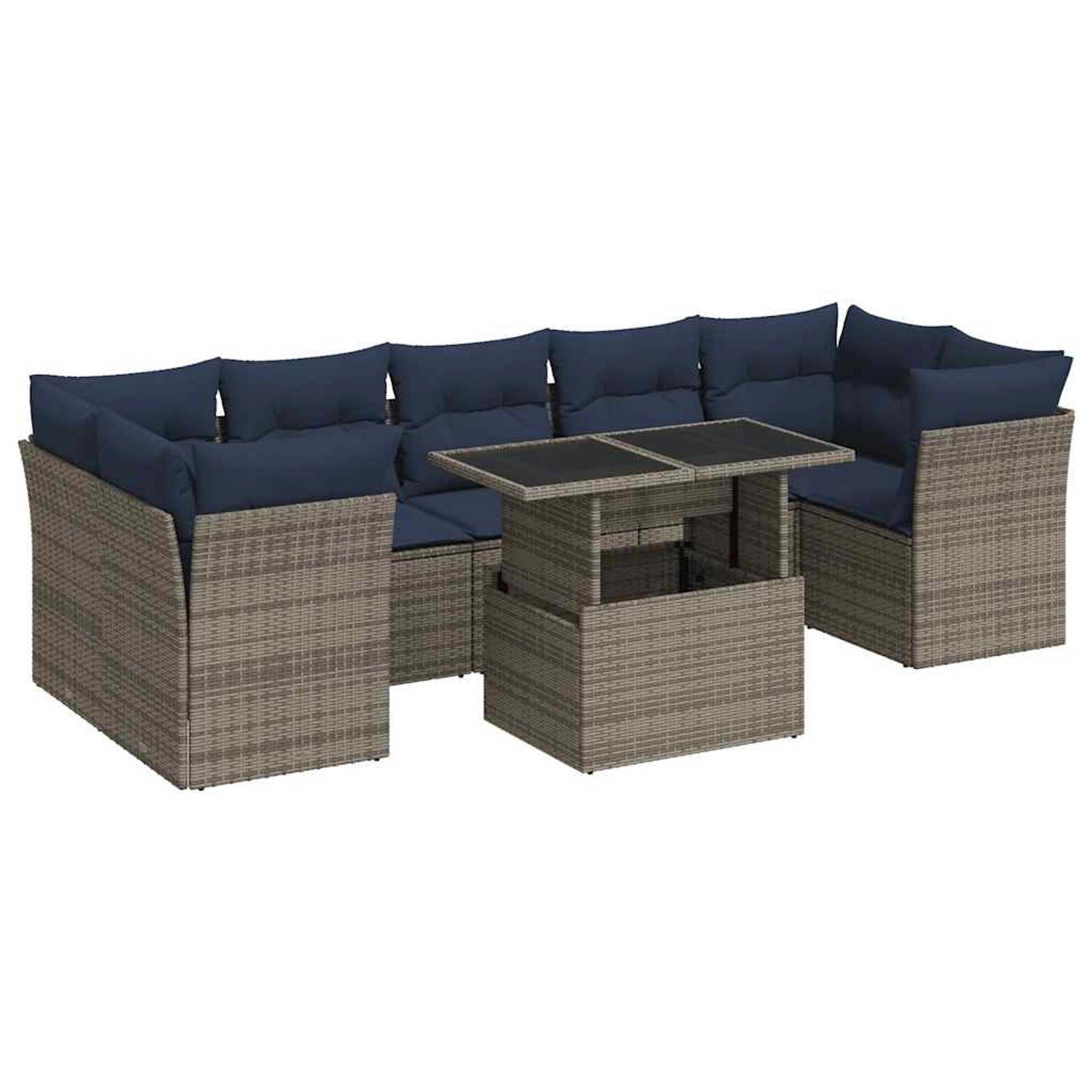 vidaXL 8-Tlg Garten-Sofagarnitur mit Kissen Grau Poly Rattan Akazie 3326122 günstig online kaufen