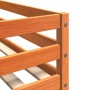 Detailansicht Etagenbett, Wachsbraun, Kiefer Massivholz, Bettrahmen und Lattenrost.