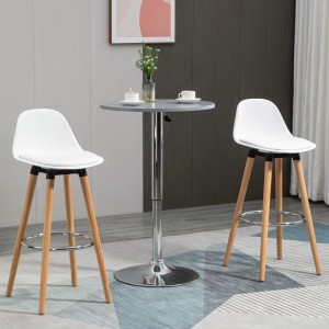 HOMCOM Barhocker Kunstleder Buchenholz Weiß 38,5B x 42,5L x 91H cm