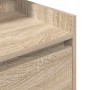 Detailansicht: Nachttisch Sonoma-Eiche mit 2 Schubladen, Holzstruktur.