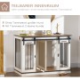 Weißer PawHut Hundekäfig/Hundehütte aus MDF und Stahl mit Schiebetüren und herausnehmbarer Trennwand.