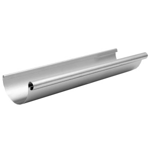 Alufarbene Dachrinne RG 75 aus Aluminium, 3 m lang.