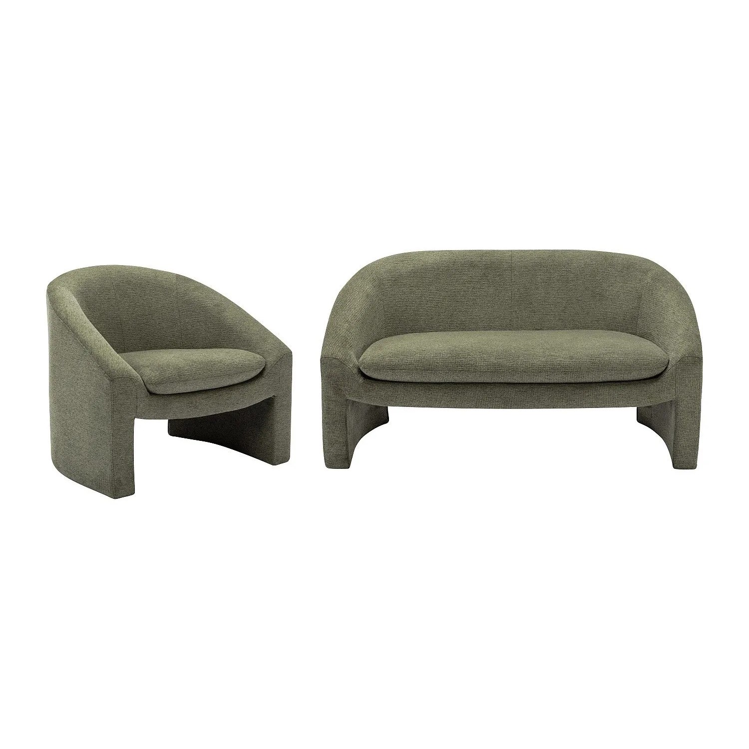 Vente-unique Couchgarnitur Mit Sessel Ossana Grün 137 cm  83 cm