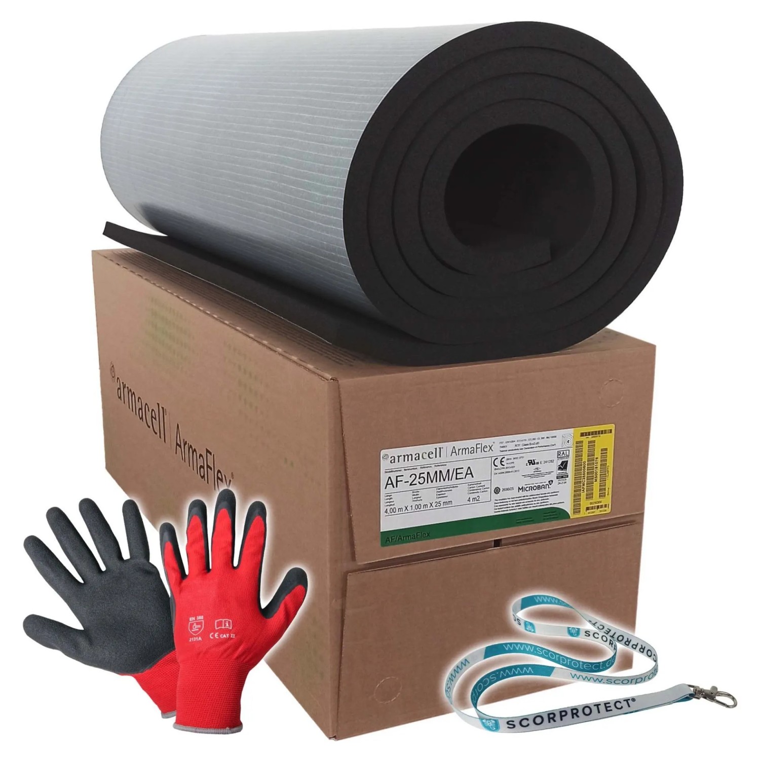 Scorprotect Armacell ArmaFlex AF Kautschuk Platte Selbstklebend Isolierstärke 25 MM X 1 M X 4 M Mit Zubehör
