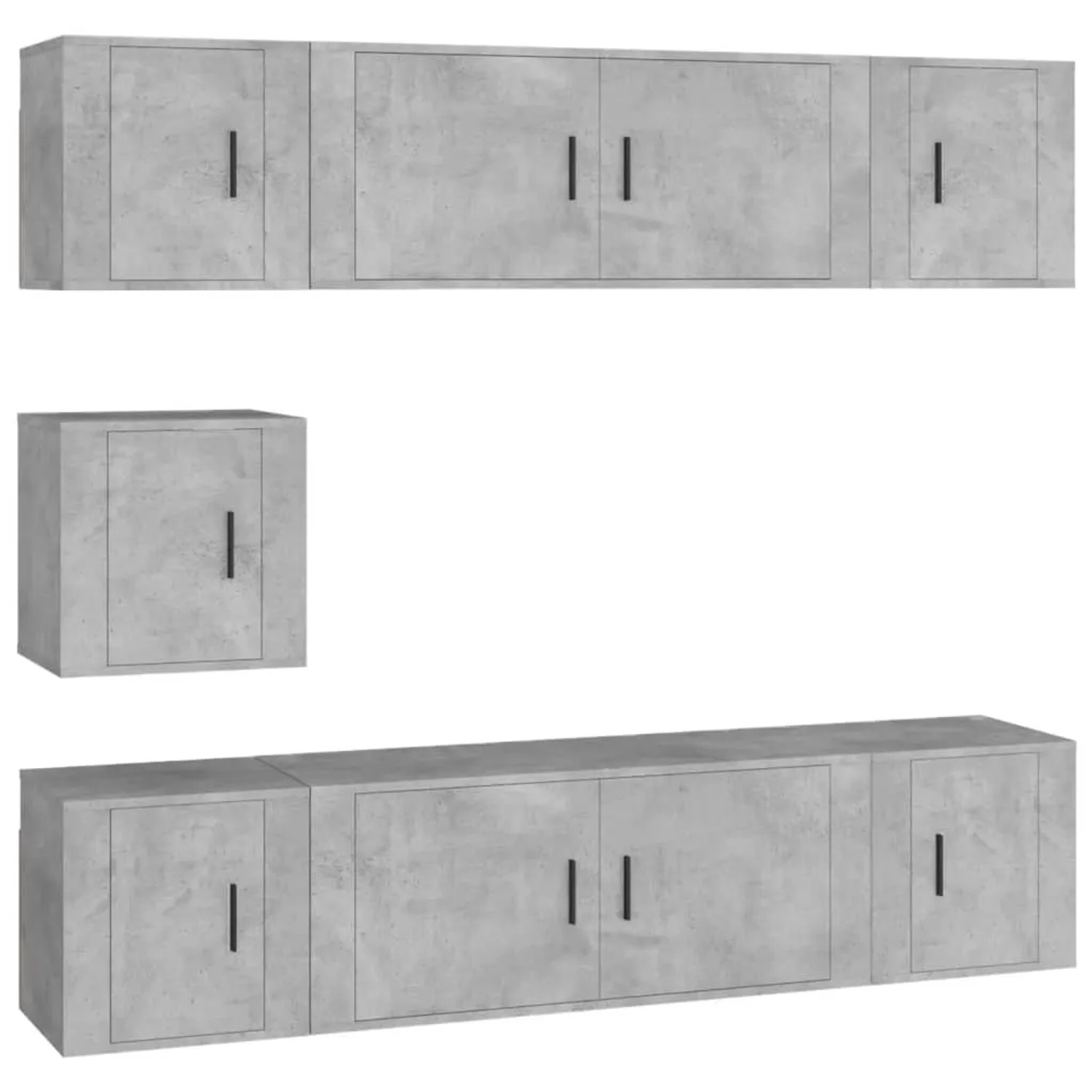 vidaXL 7-Tlg TV-Schrank-Set Betongrau Holzwerkstoff 3188666