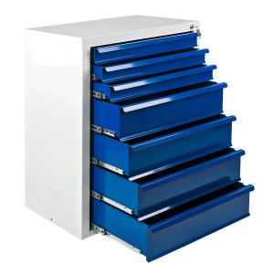 PROREGAL Schubladenschrank Kobra, lichtgrau/blau, mit 7 Schubladen für Werkstatt & Garage.