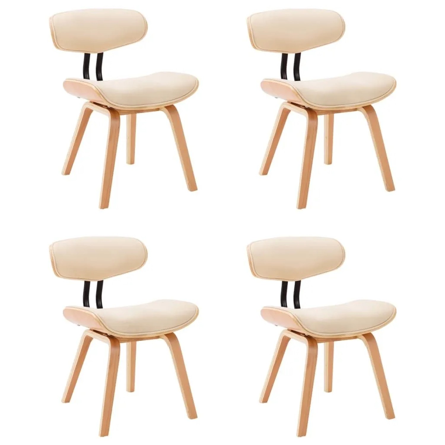 vidaXL Esszimmerstühle 4 Stk Creme Bugholz und Kunstleder 278720