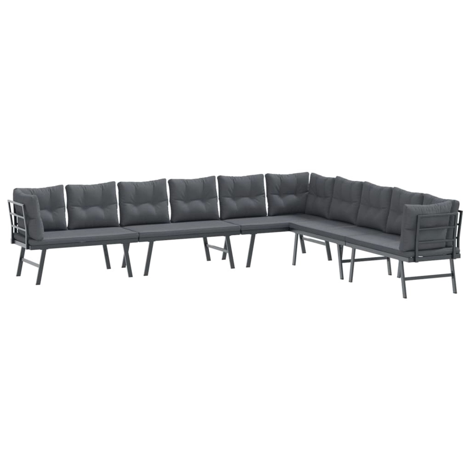 vidaXL Gartenbänke 4 Stk mit Kissen Schwarz Pulverbeschichteter Stahl 3283713