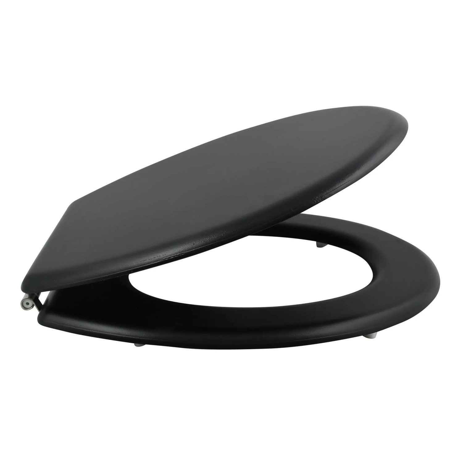 MSV WC-Sitz Cleo, MDF, 45x37cm, schwarz matt, mit Edelstahlscharnieren.