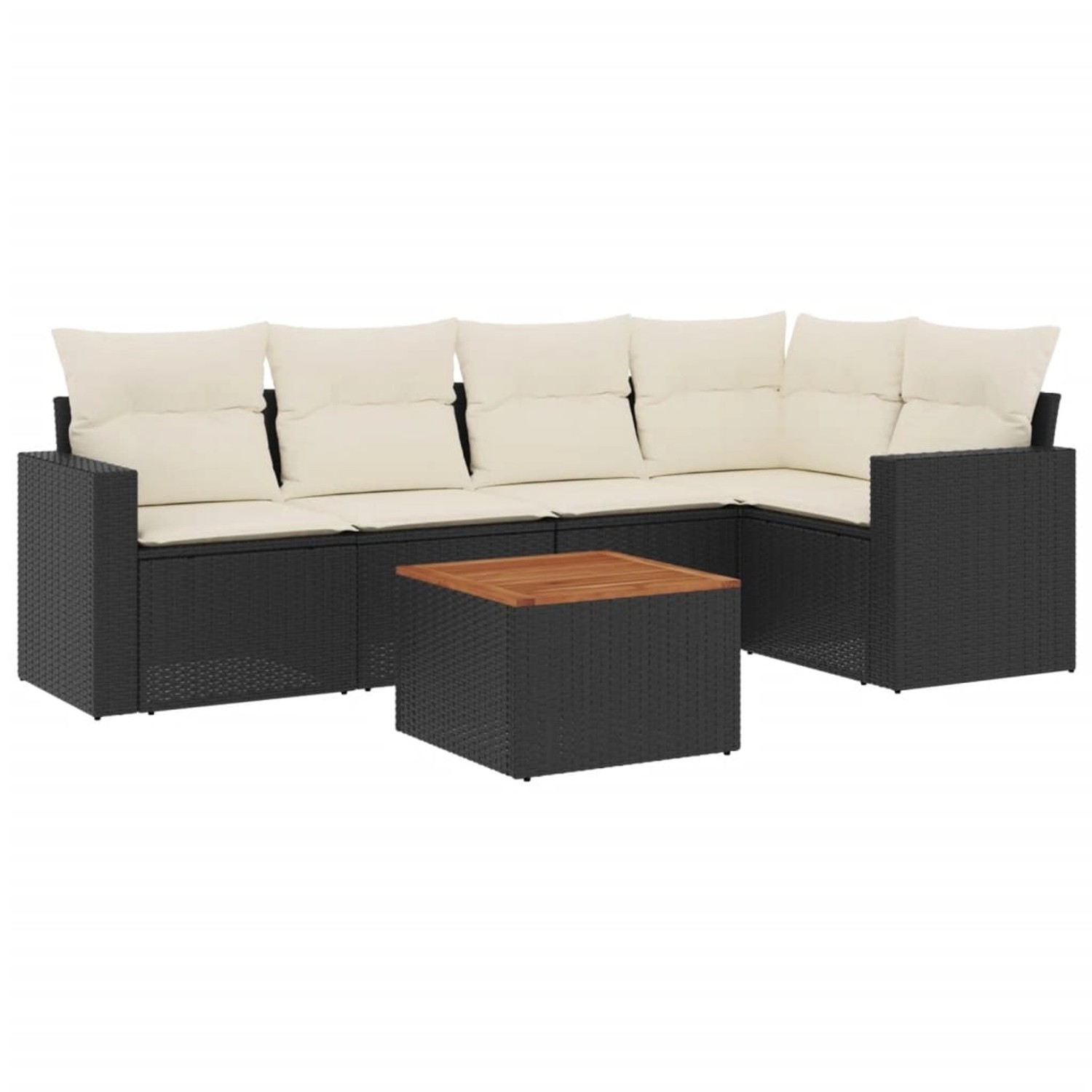 vidaXL 6-Tlg Garten-Sofagarnitur mit Kissen Schwarz Poly Rattan 3256441 günstig online kaufen