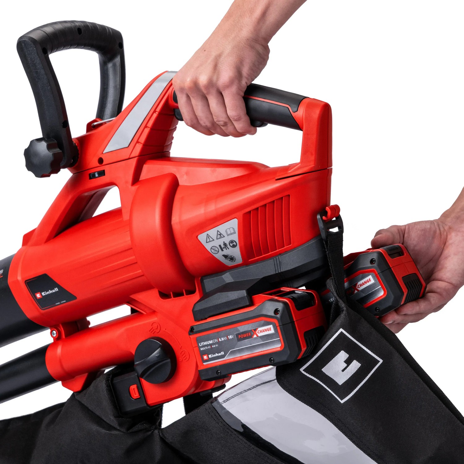 Einhell Akku-Laubsauger GE-CL 36 Li E Solo mit Akku und Fangsack, rot/schwarz.
