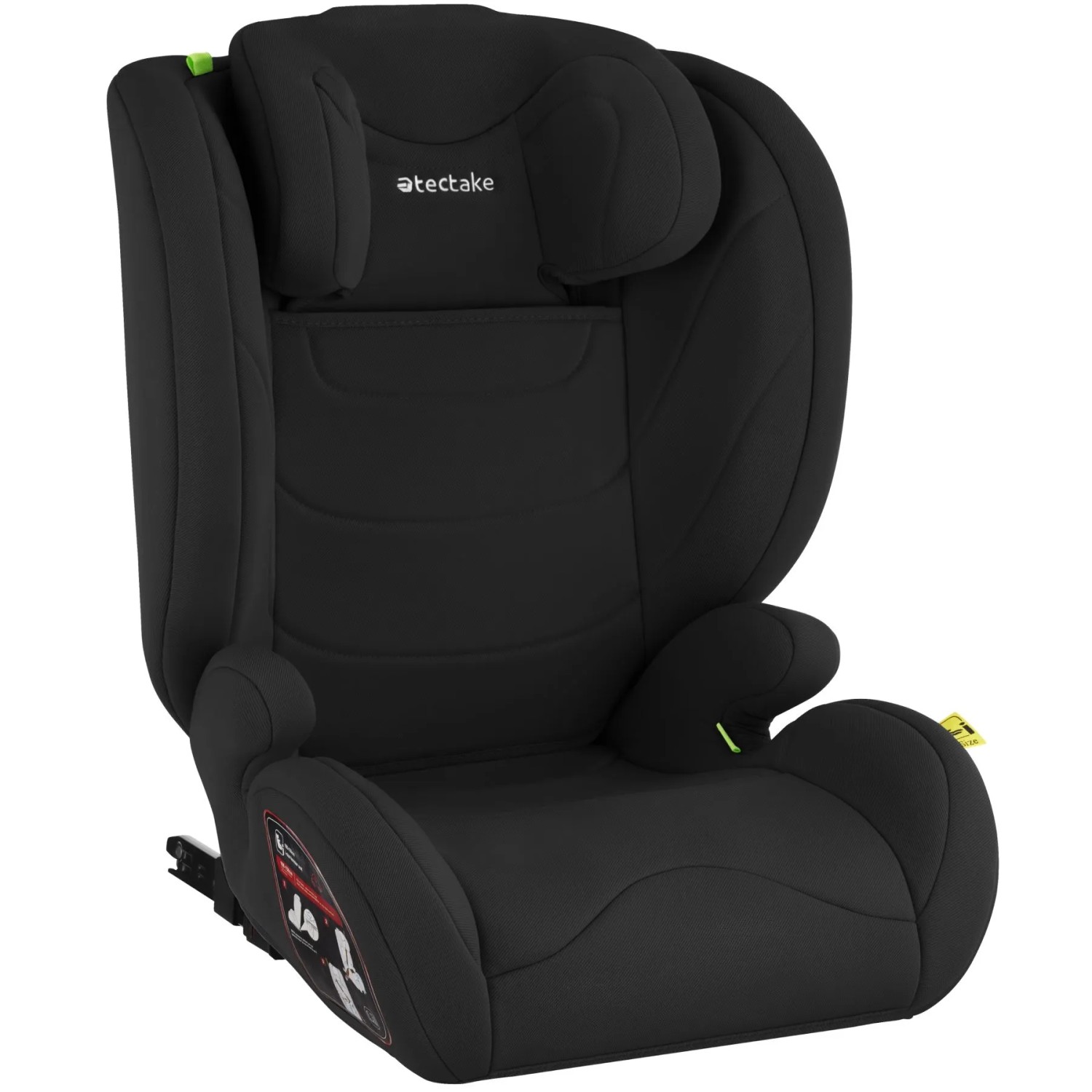 Tectake Autositz Levi I Size Zulassung  Isofix Installation  Mit Seitenaufprallschutz Höhenverstellbare Kopfstütze  45 x 48 x 81 cm Schwarz