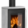 Justus Reno R Kaminofen mit Specksteinverkleidung, 6 kW Leistung und Sichtfenster.