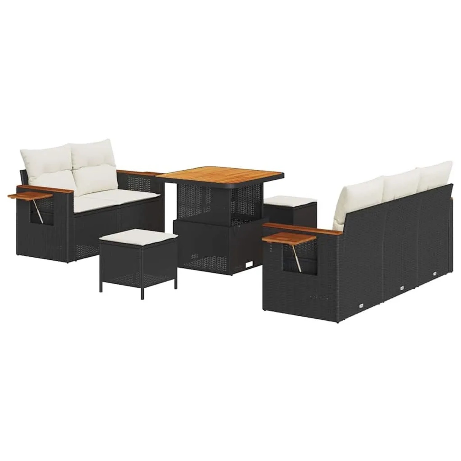 vidaXL Gartensofa-set mit Kissen 10-Tlg Schwarz und Creme Poly-Rattan 33650 günstig online kaufen