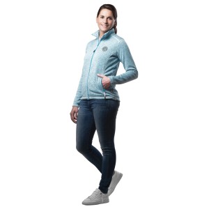 Damen Strickfleece Jacke Cyanblau, Größe S. Arbeitskleidung mit Reißverschluss und Taschen.
