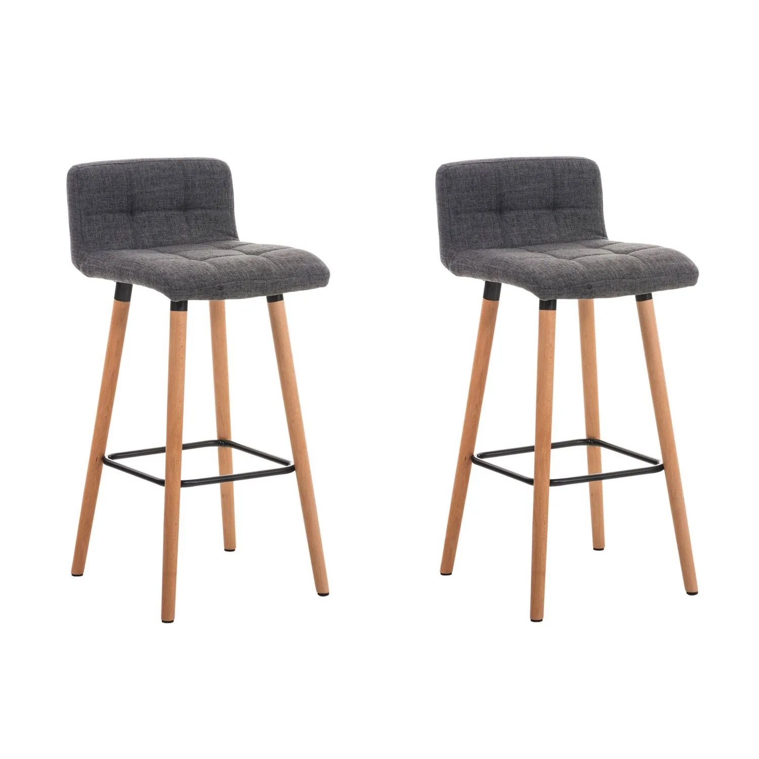 CLP 2er Set Barhocker Lincoln Stoff Hellgrau/Natura