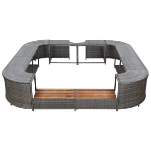 vidaXL Whirlpool-Umrandung Quadratisch Grau 268x268x55 cm Poly Rattan 46074