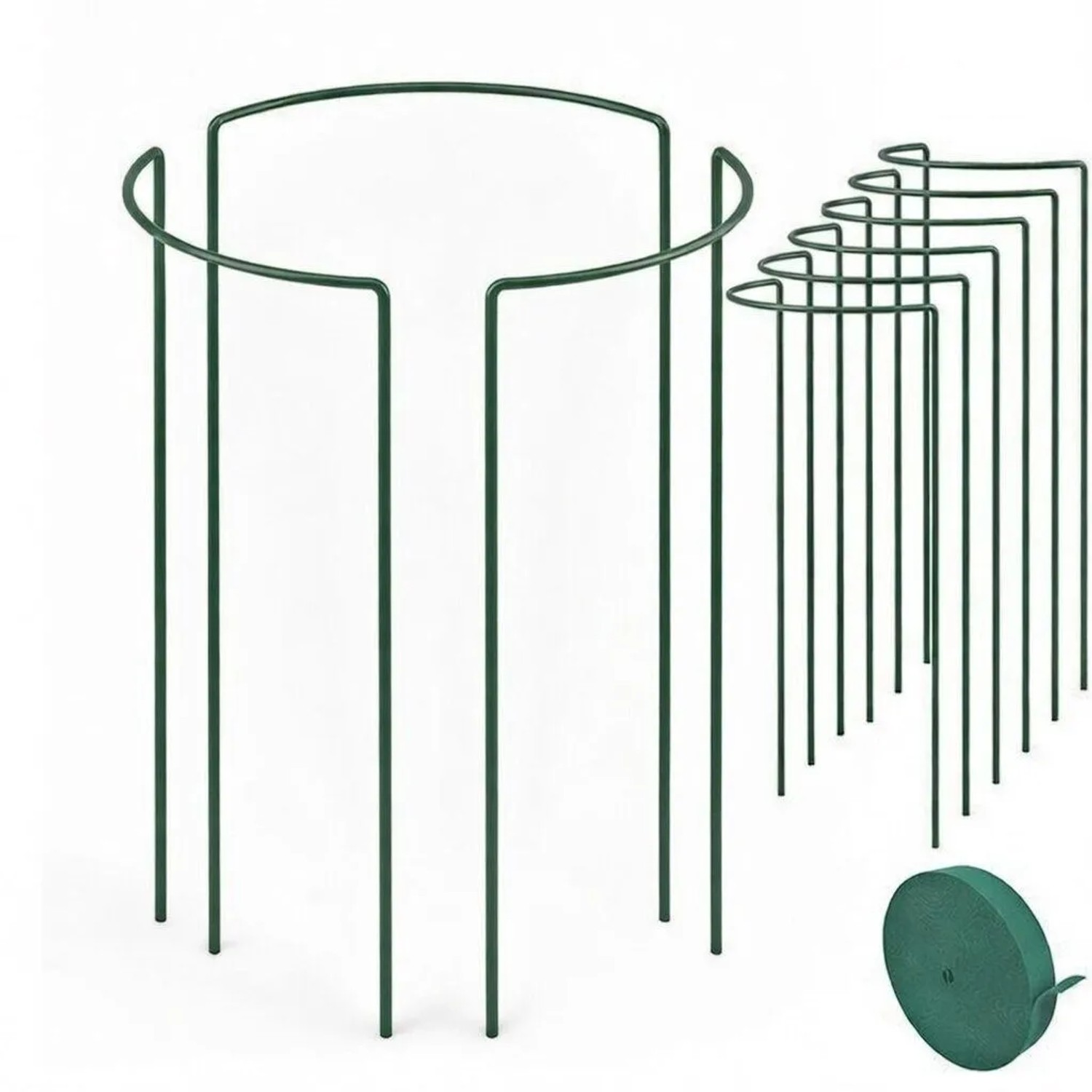 TTL GARDEN Strauchstütze 140x40cm 6er Set Inkl. 10m Klettband Pflanzenhalter Für Sträucher Stauden Rosen Rankhilfe Metall