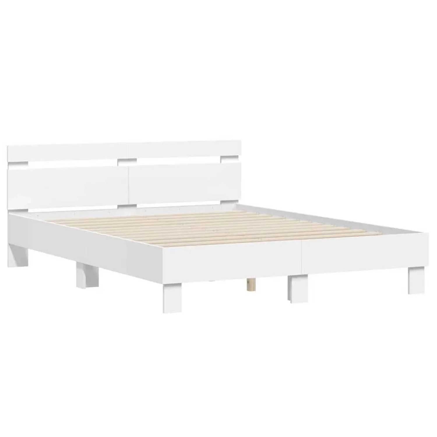 vidaXL Bettrahmen mit LED mit Kopfteil Weiß 152 x 203 cm Holzwerkstoff 3402852