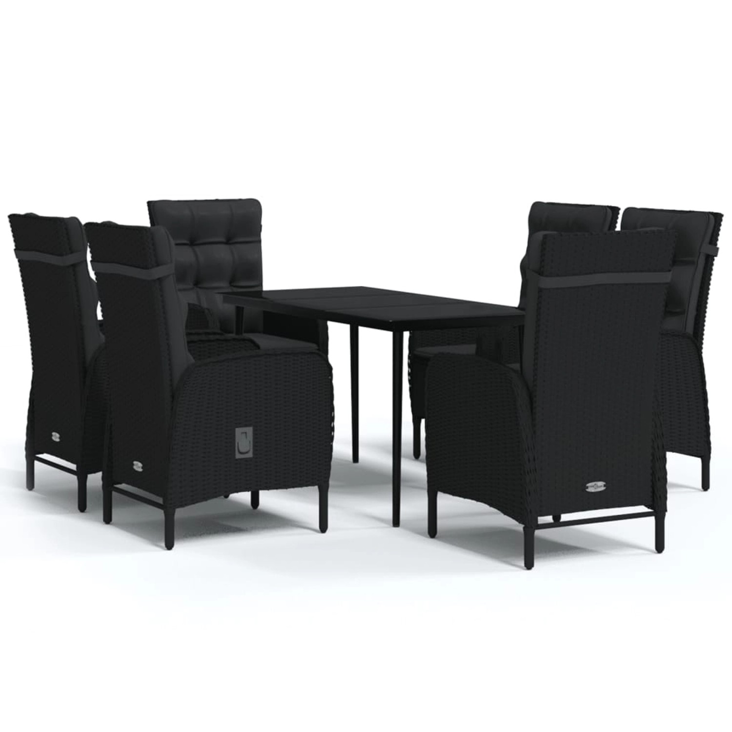 vidaXL 7-Tlg Garten-Essgruppe mit Kissen Schwarz 3099369 günstig online kaufen