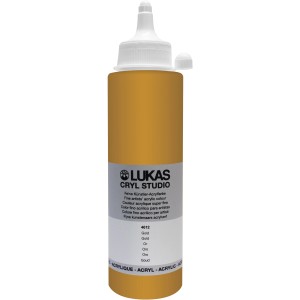 Lukas Cryl Studio Premium Acrylfarbe in Gold, 250 ml Flasche.